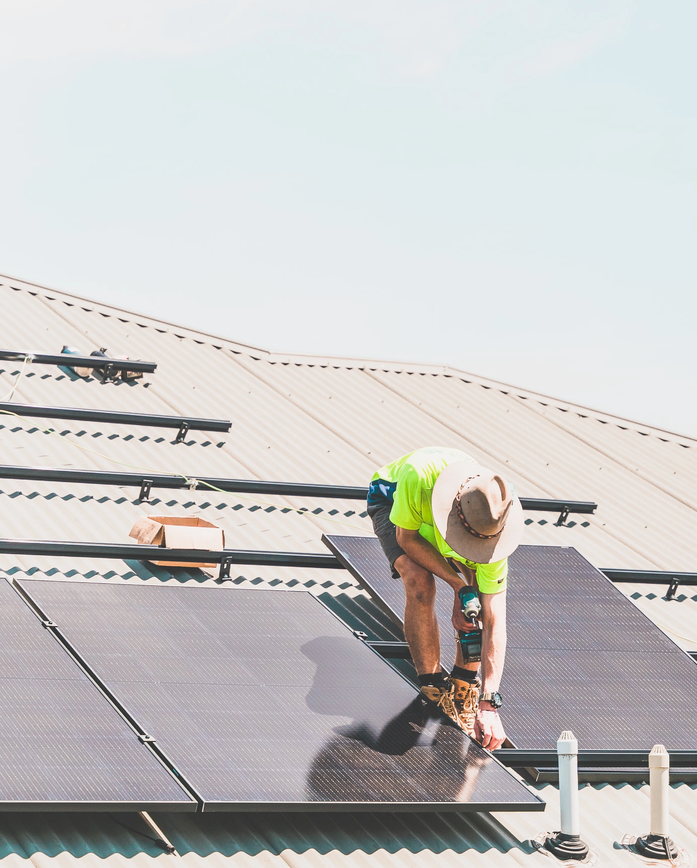 Solar installer mounting solar panels