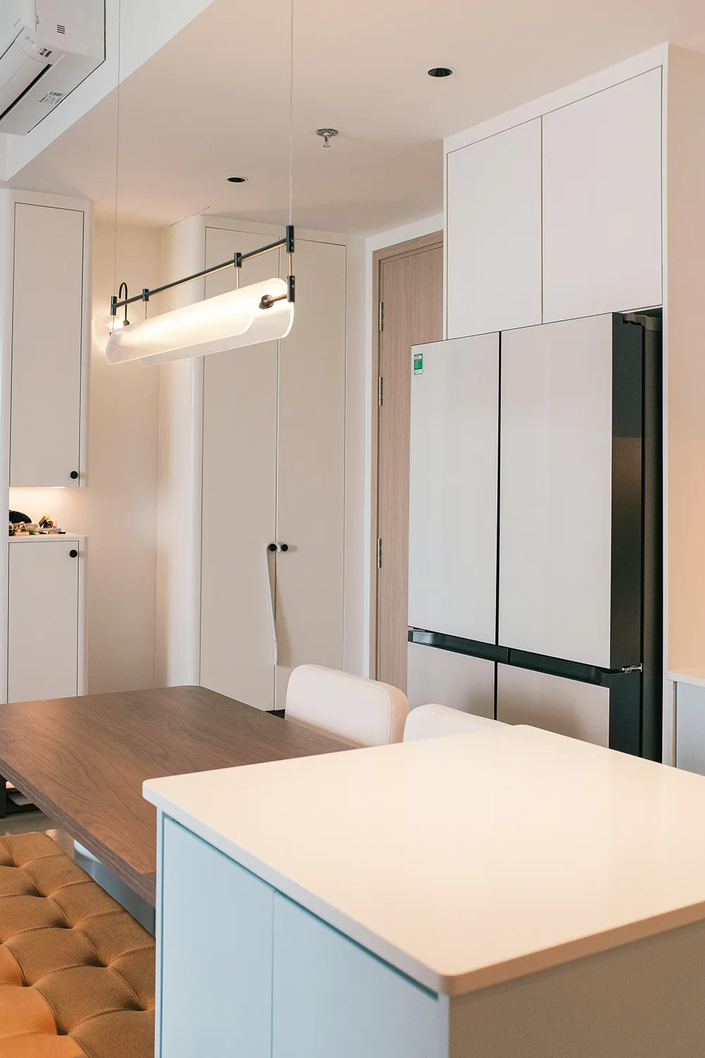 Home kitchen with fridge
