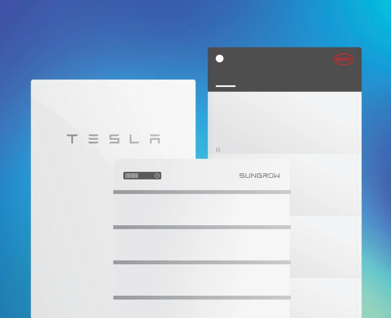 Tesla Powerwall, BYD battery-box, and Sungrow battery