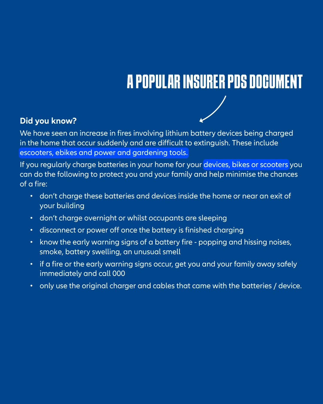 PDS document battery information