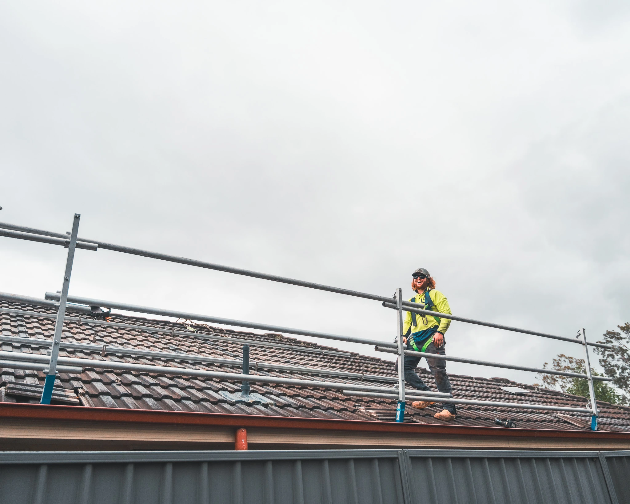 Solar installer on the roof