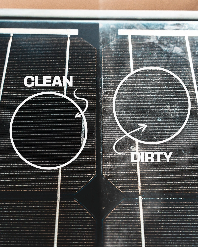 Clean vs dirty solar panels