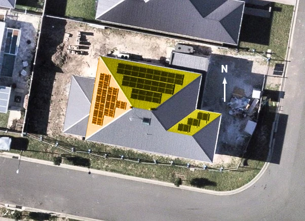 North-facing solar system on house
