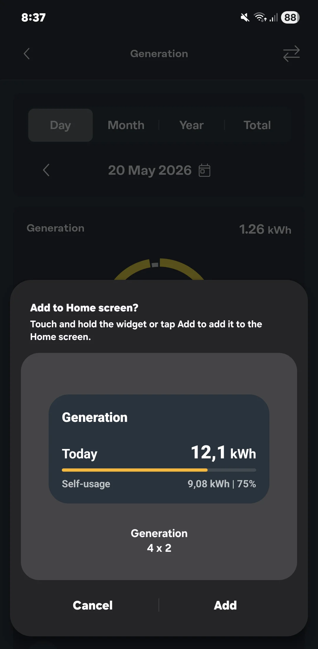 Home screen widget for Fronius Solar.Web app