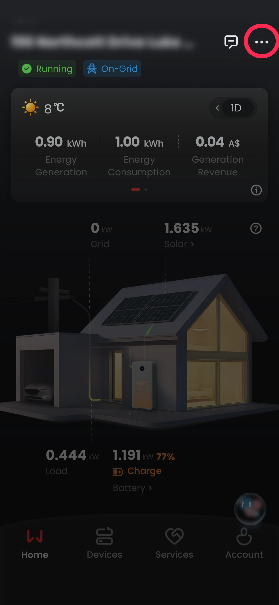 GoodWe SEMS+ Solar app settings