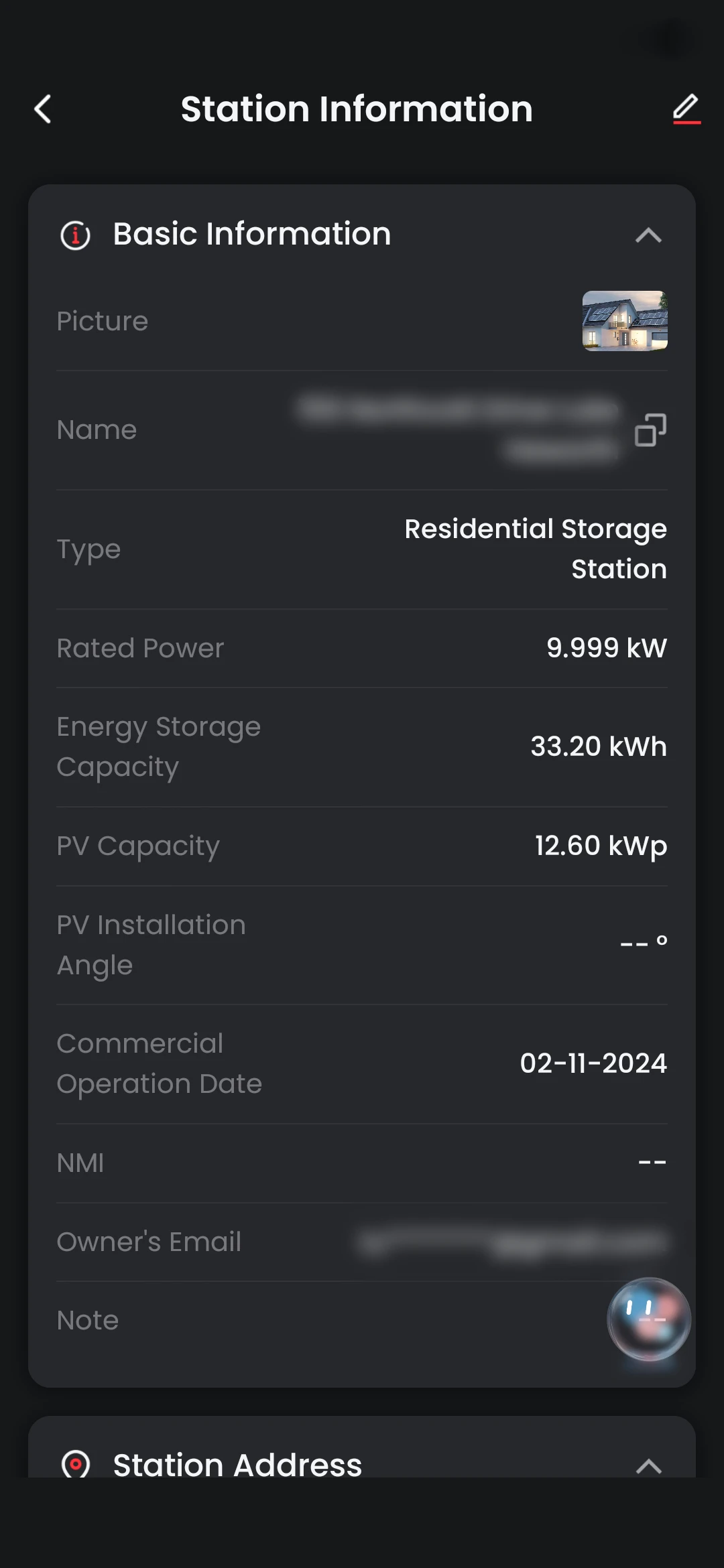 SEMS+ Station information page