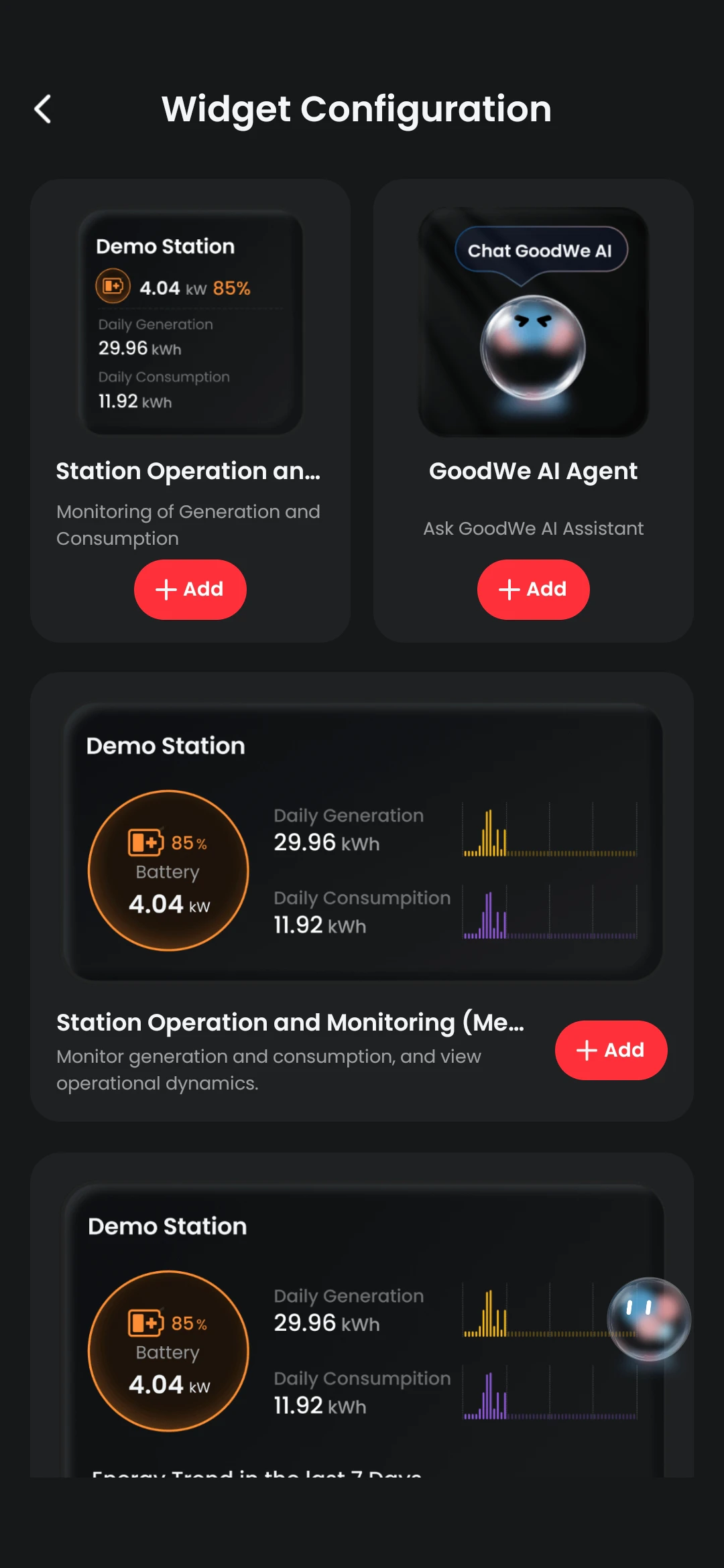 Goodwe widget for android