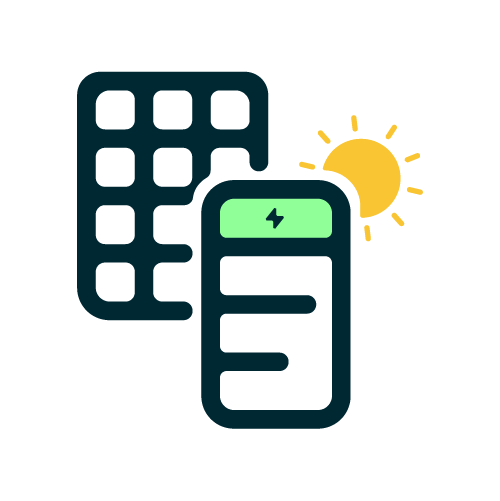 Solar and battery microgrid icon Solar and battery microgrid icon