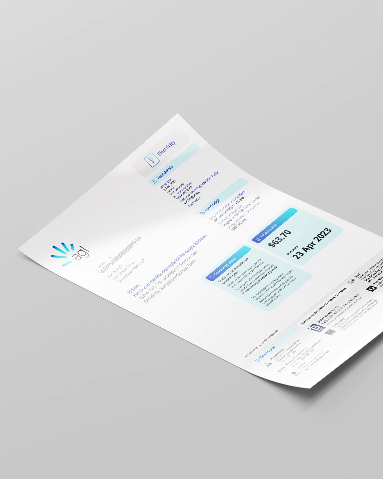 AGL electricity bill example
