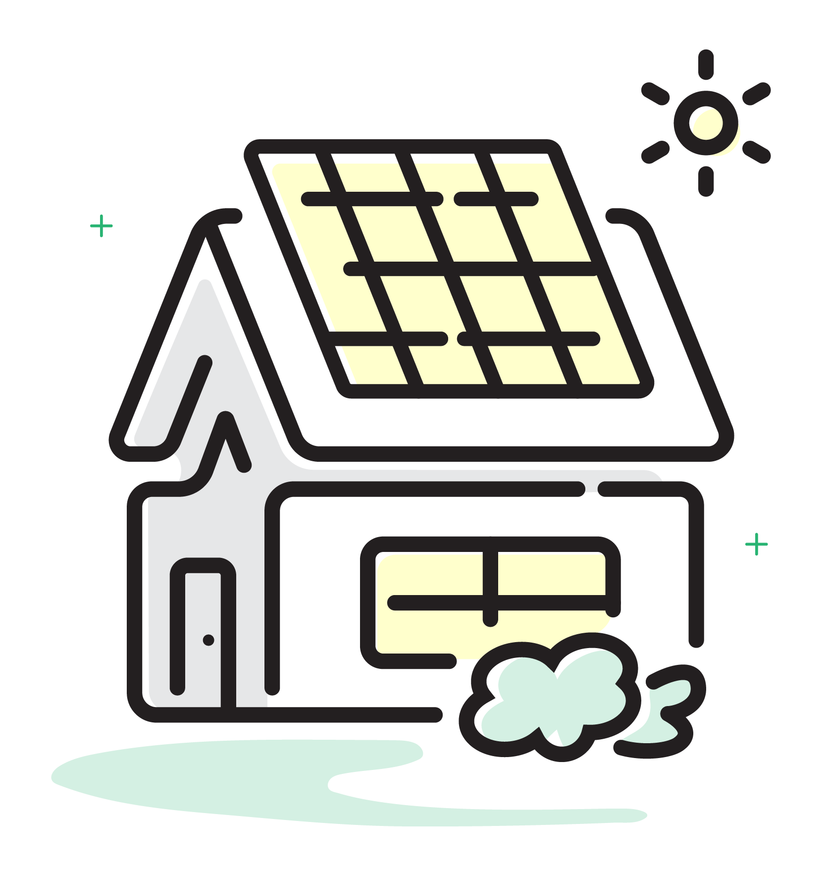 Home solar panel icon