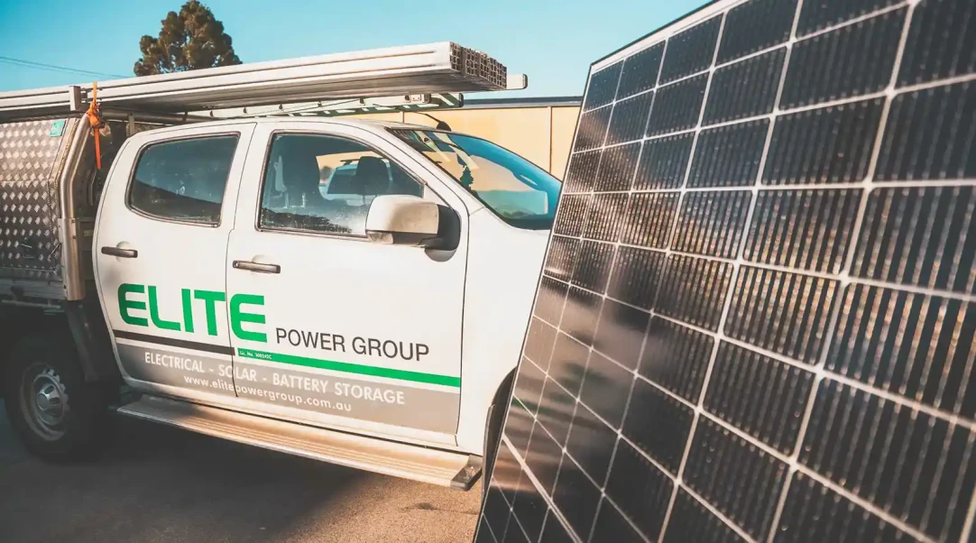 Solar panel and Elite Power Group truck